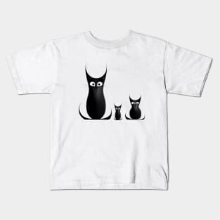 Three Black Cats Kids T-Shirt